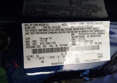 2016 Ford C-Max Hybrid Se z USA, uszkodzony, nr VIN 1FADP5AU8GL108943